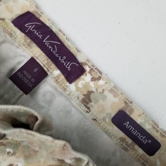 Gloria Vanderbilt Cream Green Brown Floral Amanda Vintage Jeans Size 8 - Picture 3 of 3